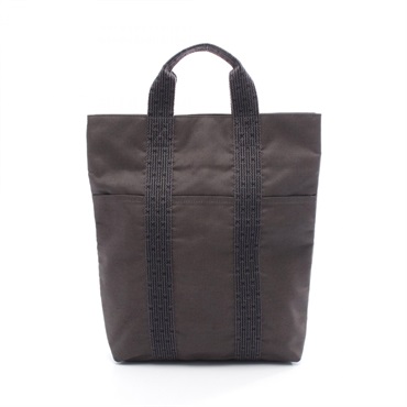 HERMES Herline Cabas Tote hand Bag canvas Gray Used unisex SHW