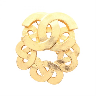 CHANEL COCO Mark Brooch Gold Plated Used Women CC