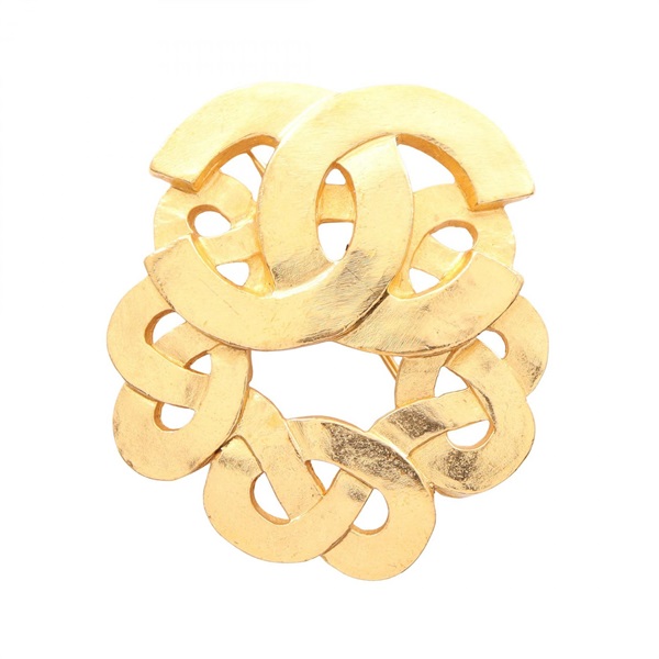 CHANEL COCO Mark Brooch Gold Plated Used Women CC