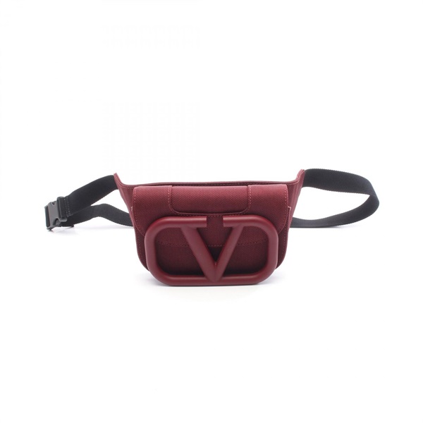 Valentino Garavani Super VEE Waist bum belt bag canvas Bordeaux Used Women