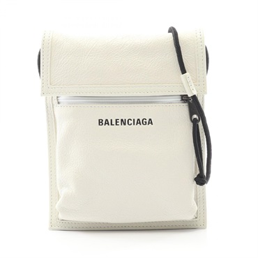 BALENCIAGA Explorer pouch strap Shoulder Bag 532298 leather White Used unisex