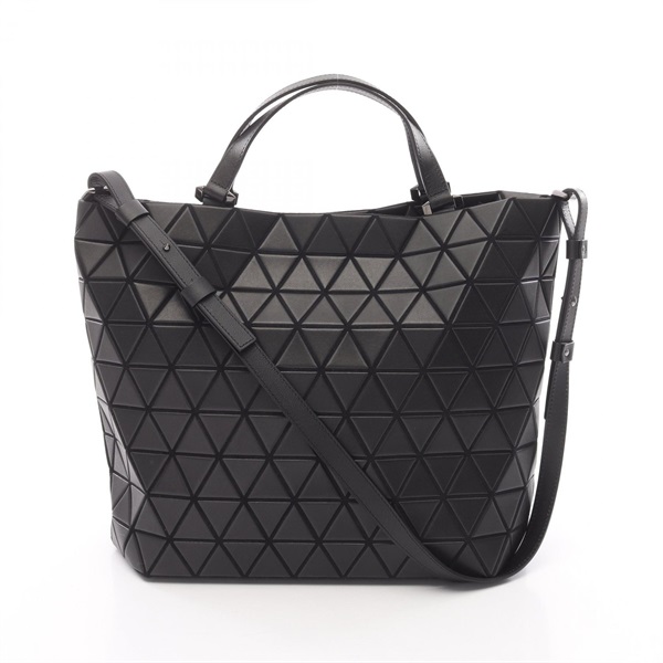 BAO BAO ISSEYMIYAKE Shoulder Tote Bag PVC coated canvas Black Used Women
