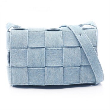 BOTTEGA VENETA Cassette Crossbody Maxi Intrecciato Shoulder Bag denim Blue Used