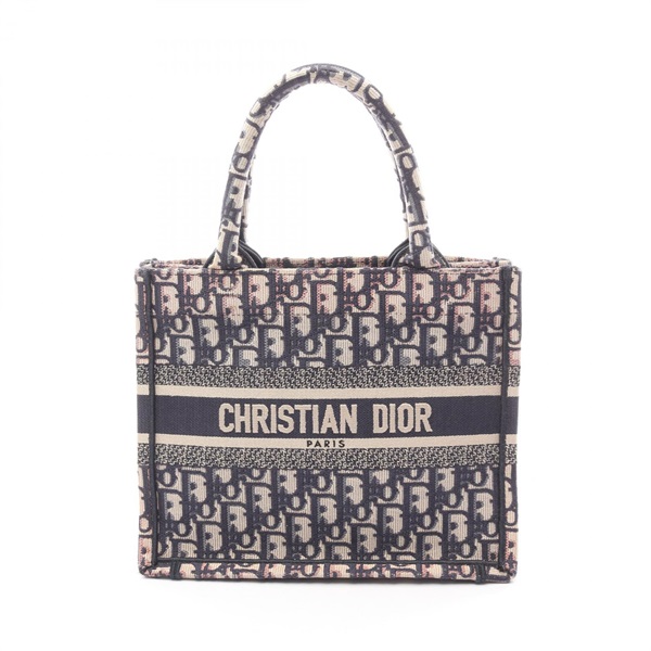 Christian Dior BOOK TOTE Small Handbag canvas Beige Navy Pink Used Women