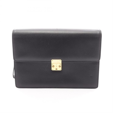 YVES SAINT LAURENT Business Clutch bag leather Black GHW Used mens