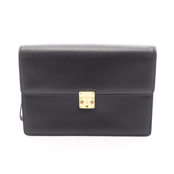 YVES SAINT LAURENT Business Clutch bag leather Black GHW Used mens