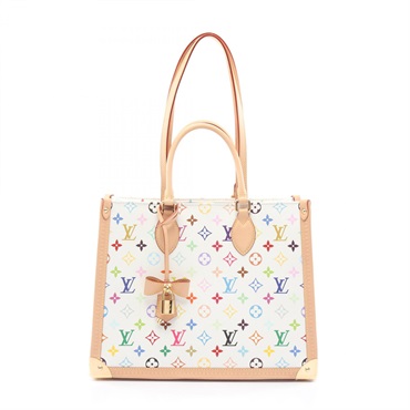 LOUIS VUITTON Takashi Murakami On-the-Go Trunk MM Tote shoulder Bag M13079 blanc