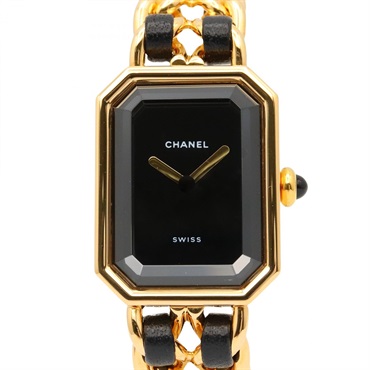CHANEL Premiere S Wrist Watch H0001 Quartz Gold Plated Leather belt Used Women