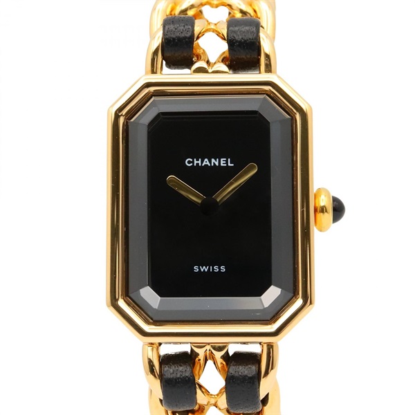 CHANEL Premiere S Wrist Watch H0001 Quartz Gold Plated Leather belt Used Women