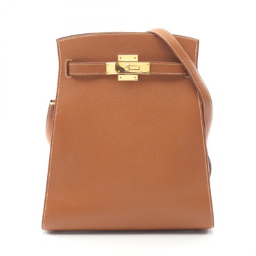 HERMES Kelly Sports MM Shoulder crossbody Bag Courchevel leather Brown Used GHW