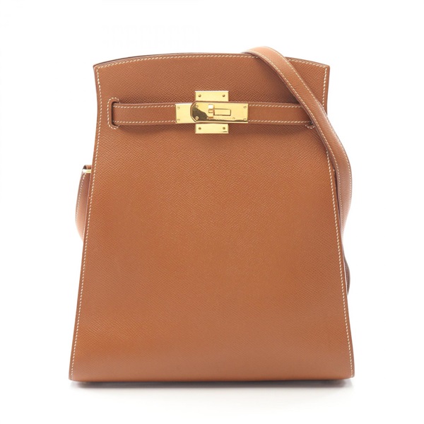 HERMES Kelly Sports MM Shoulder crossbody Bag Courchevel leather Brown Used GHW