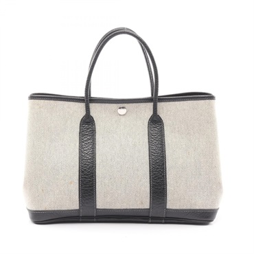 HERMES Garden Party TPM Bolduc Ribbon Tote Bag Toile H canvas Negonda Ecru SHW