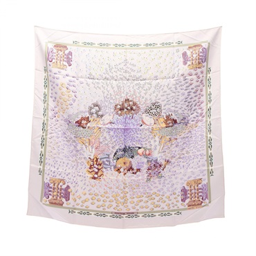 HERMES Carre 90 RENCONTRE OCEANE Scarf stole wrap echarpe silk Purple Used