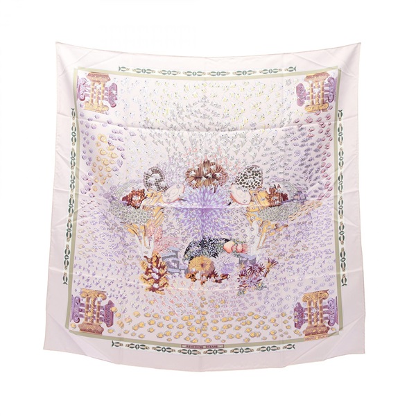 HERMES Carre 90 RENCONTRE OCEANE Scarf stole wrap echarpe silk Purple Used