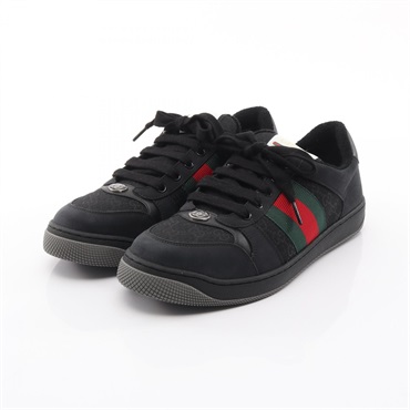 GUCCI Screener GG sneakers shoes #8 Suede Fabric Black Green Red Used mens