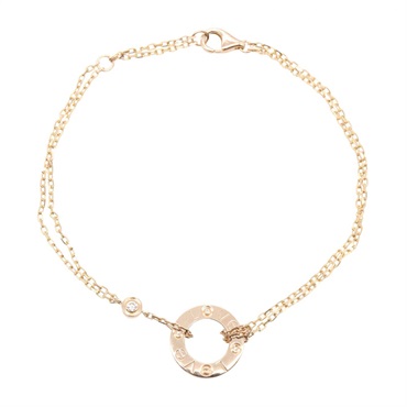 CARTIER Love Circle 2P Diamond Bracelet 18KPG Pink Rose Gold Used Women