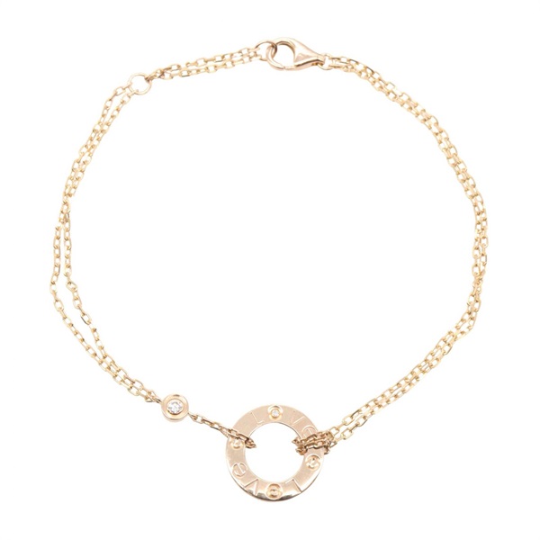 CARTIER Love Circle 2P Diamond Bracelet 18KPG Pink Rose Gold Used Women