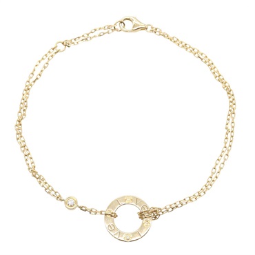 CARTIER Love Circle 2P Diamond Bracelet 18KYG Yellow Gold Used Women