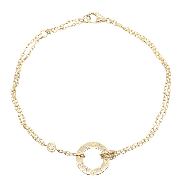 CARTIER Love Circle 2P Diamond Bracelet 18KYG Yellow Gold Used Women