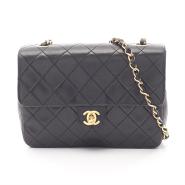 CHANEL Mini Matelasse 20 Chain Shoulder Crossbody Bag leather Black GHW Used CC