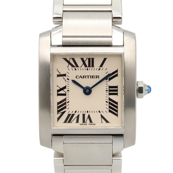 CARTIER Tank francaise SM Wrist Watch W51008Q3 Quartz Stainless Steel Used Women