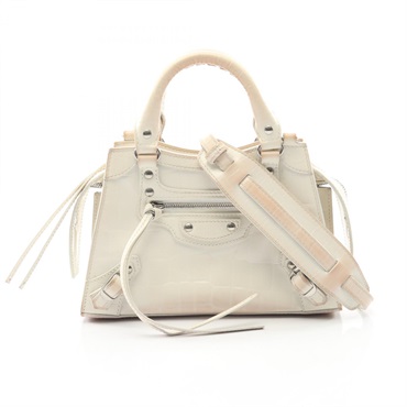 BALENCIAGA NEO CLASS CITY MINI crossbody Handbag 638524 leather White Used Women