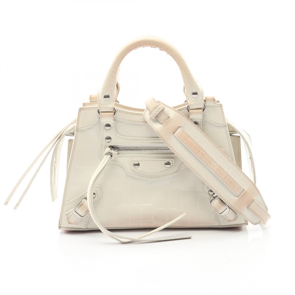 BALENCIAGA NEO CLASS CITY MINI crossbody Handbag 638524 leather White Used Women