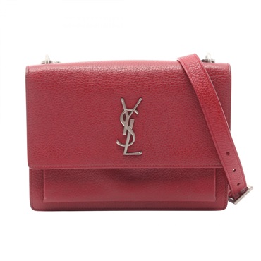SAINT LAURENT PARIS Sunset medium Shoulder Crossbody Bag 464673 leather Red Used