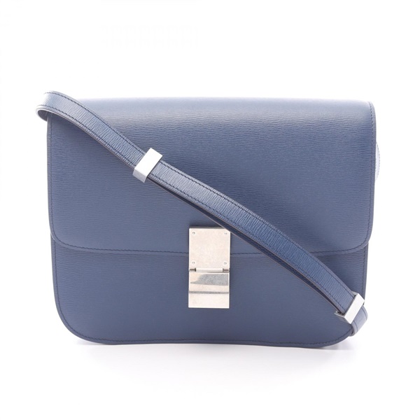 CELINE Classic Box Medium Shoulder crossbody Bag 189173 leather Blue Used Women