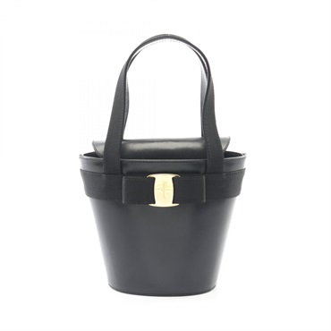 Salvatore Ferragamo Vara ribbon bucket Handbag 216161 leather Black Used Women