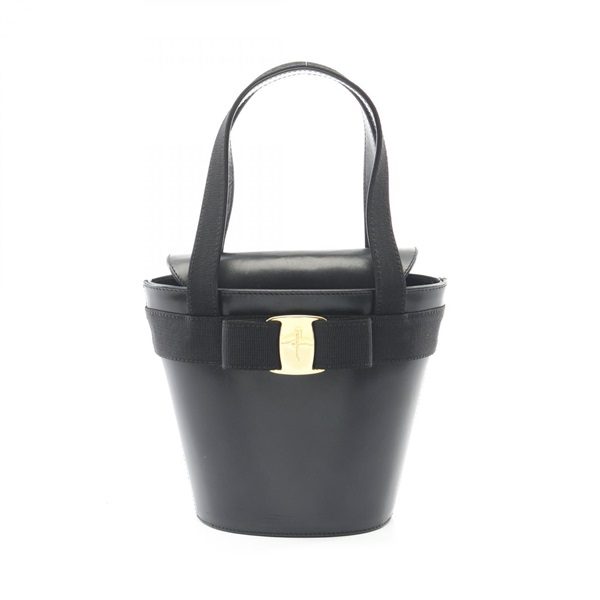 Salvatore Ferragamo Vara ribbon bucket Handbag 216161 leather Black Used Women