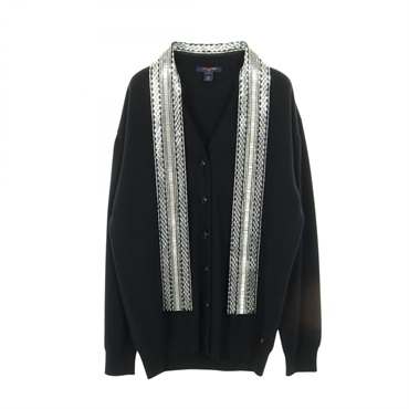 LOUIS VUITTON Monogram cardigan #S knitwear sweater wool Black Used Women
