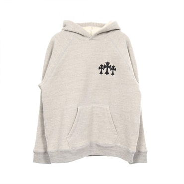 CHROME HEARTS Cross patch CH logo embroidery Hoodie cotton Gray Used mens size L