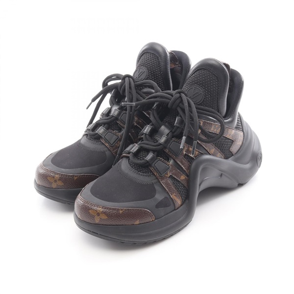 LOUIS VUITTON LV Arc light line Sneakers 1A43LE canvas Black Brown Used 36.5