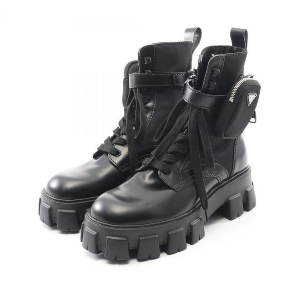 PRADA Re-Nylon Monolith Boots Shoes Nylon leather Black Used mens size 7