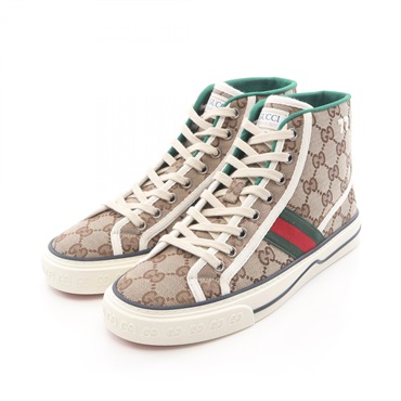 GUCCI Tennis 1977 GG Canvas Sneakers Beige Green Red Used Women size 36+
