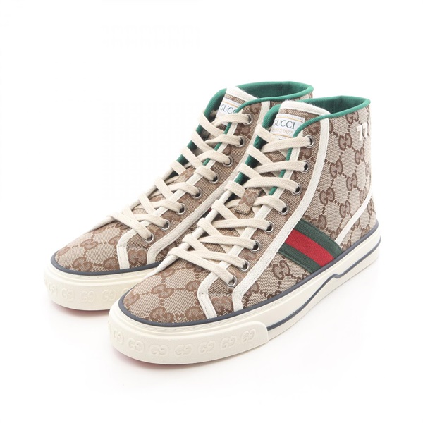 GUCCI Tennis 1977 GG Canvas Sneakers Beige Green Red Used Women size 36+