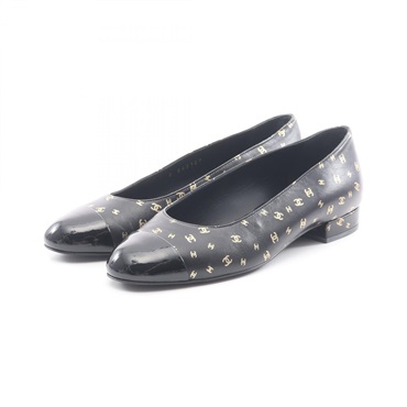 CHANEL COCO Mark Pumps shoes #36 leather Black Used Women Coco CC