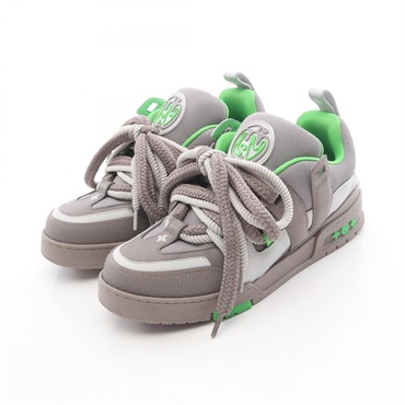 LOUIS VUITTON LV Skate Line Sneakers leather Fabric Gray Green Used mens # 7 1/2