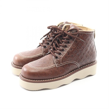 LOUIS VUITTON LV Waves Line Monogram boots 1ACWDG leather Brown Used mens size 7