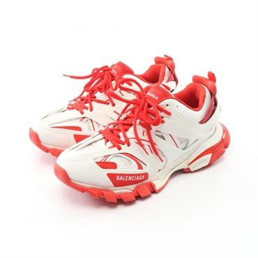 BALENCIAGA Truck trainer Sneakers shoes leather mesh White Red Used mens #43