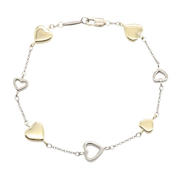 TIFFANY＆CO Multi Heart Bracelet 18KYWG Yellow White Gold Used Women