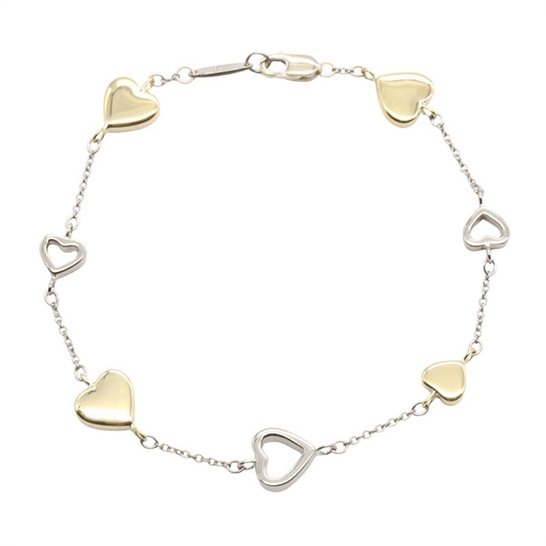 TIFFANY＆CO Multi Heart Bracelet 18KYWG Yellow White Gold Used Women
