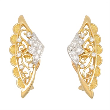 MIKIMOTO Diamond Earring 18KYG Yellow 18KWG White Gold Used women