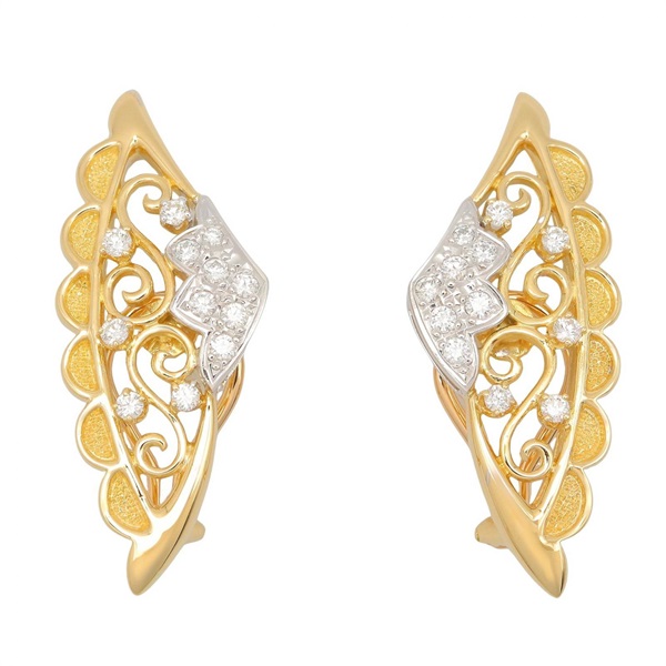 MIKIMOTO Diamond Earring 18KYG Yellow 18KWG White Gold Used women