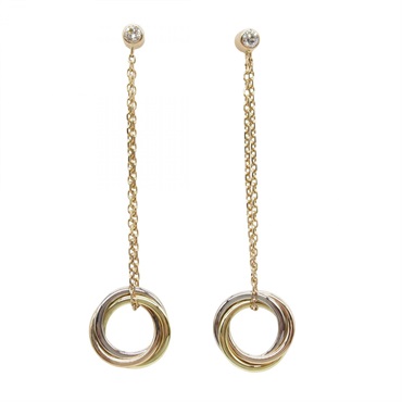 CARTIER Trinity Pierced earrings 1P Diamond 18KYG 18KPG 18KWG Three gold used
