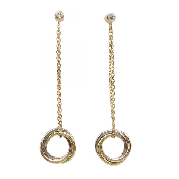 CARTIER Trinity Pierced earrings 1P Diamond 18KYG 18KPG 18KWG Three gold used
