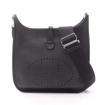 HERMES Evelyne 3 PM Shoulder crossbody Bag B Taurillon Clemence Black Used SHW