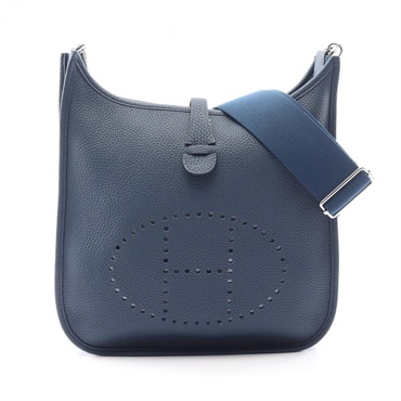 HERMES Evelyne 3 PM Shoulder crossbody Bag W Taurillon Clemence Blue de prusse