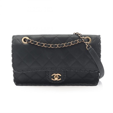 CHANEL Matelasse Chain Shoulder Bag A92876 Calfskin leather Black Used Women GHW